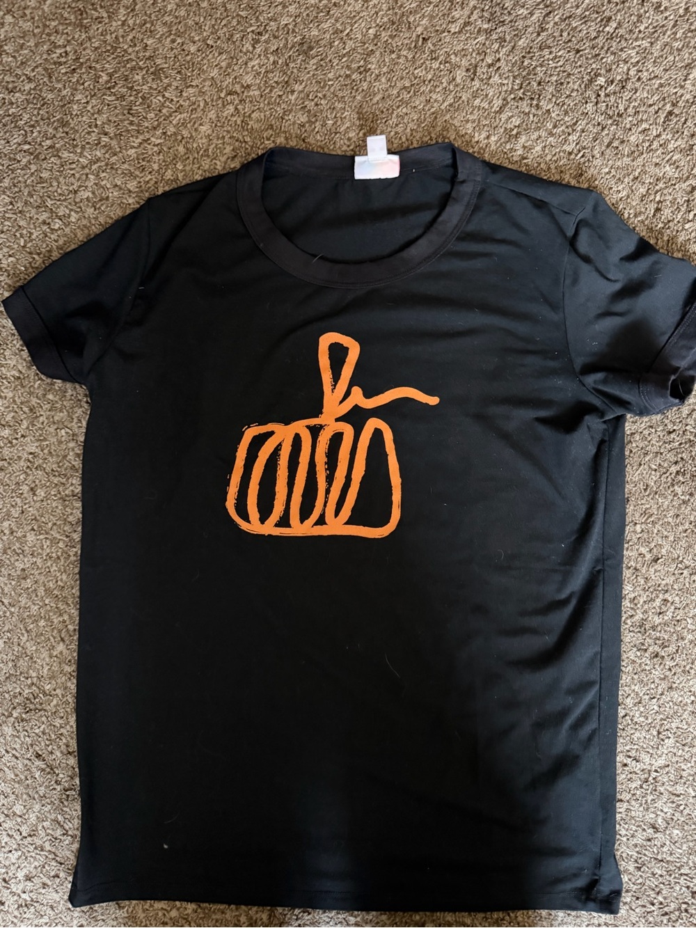 LuLaRoe Black Short Sleeve Tee with Orange Pumpkin Sketch